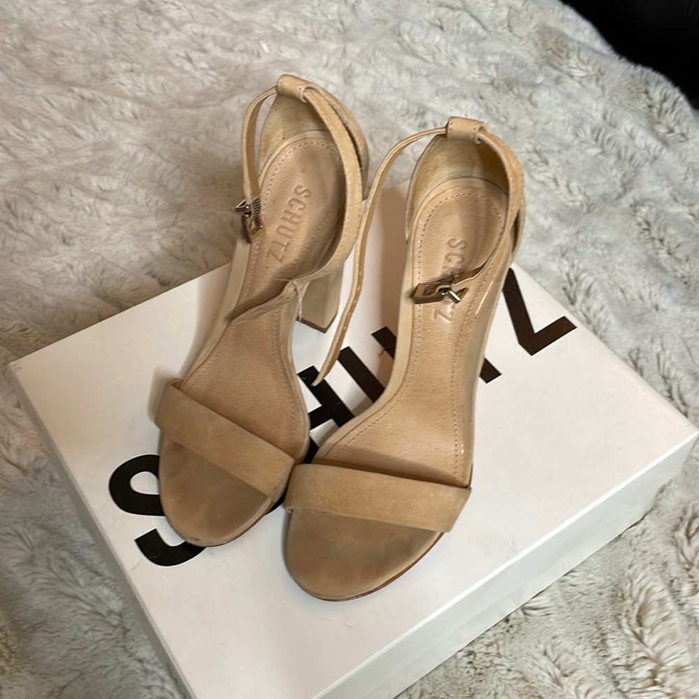 Schutz Tan strappy heels